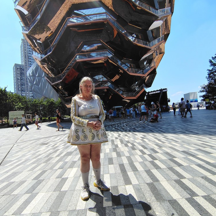 Suzanne in front of the Vessel in Hudson Yards NYC